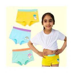 SuperBottoms Bamboo Knit Pack Of 3 Baby Bunny & Rainbow Printed Boy Shorts - Green Yellow & Blue-picture-10