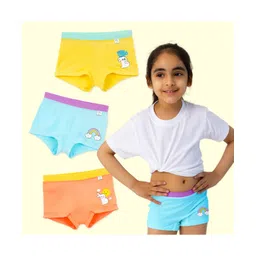 SuperBottoms Bamboo Knit Pack Of 3 Baby Bunny & Rainbow Printed Boy Shorts - Orange Yellow & Blue-picture-11