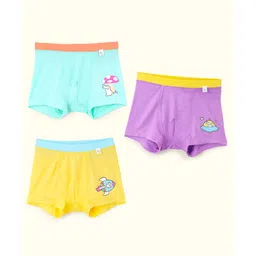 SuperBottoms Bamboo Knit Pack Of 3 Baby Bunny Designed Boxers With Funky Tattoo - Green Purple & Yellow-picture-24