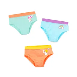 SuperBottoms Bamboo Knit Pack Of 3 Bunnies & Rainbow Printed Panties - Orange Green & Blue-picture-34