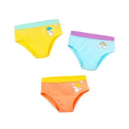 SuperBottoms Bamboo Knit Pack Of 3 Bunnies & Rainbow Printed Panties - Orange Yellow & Blue-picture-25