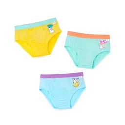 SuperBottoms Bamboo Knit Pack Of 3 Bunnies Printed Super Soft Briefs - Yellow Green & Blue-picture-12