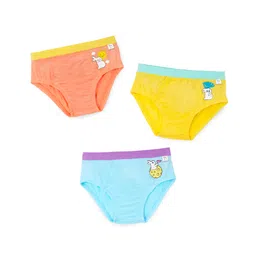 SuperBottoms Bamboo Knit Pack Of 3 Bunnies Printed Super Soft Briefs - Yellow Orange & Blue-picture-32