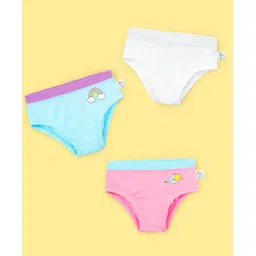 SuperBottoms Bamboo Knit Pack Of 3 Solid & Rainbow Printed Panties - Multi Colour-picture-35