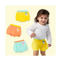 SuperBottoms Pack of 3 Bamboo Bunny Printed Super Soft Bloomers - Yellow Orange & Blue-picture-23
