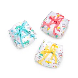 SuperBottoms Premium Cotton Padding (No Sponge) Vehicle & Animal Print Pack of 3 - Yellow Red image 1