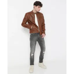 superdry Vintage Racer Leather Jacket image 5