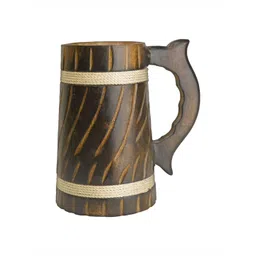 SuperGeneriX Coffee Brown Textured Barrel-Style Wood Matte Mug-picture-27