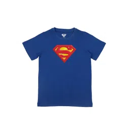 Superman Boys Blue Superman Printed Round Neck Pure Cotton T-shirt-picture-18