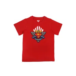 Superman Boys Red Superman Printed Pure Cotton T-shirt-picture-19