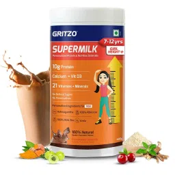 Gritzo Supermilk Personalized Protein & Nutrition Drink 7-12yrs Girls Height + OP,  400 g  Double Chocolate -picture-27