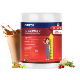 Supermilk Gritzo Height+ for 13+ Yrs Girls Personalized Protein & Nutrition Drink Mix,  200 g  Double Chocolate -picture-18