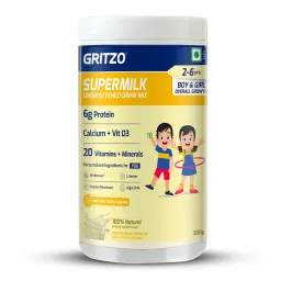 Supermilk Gritzo Overall Growth Unsweetened for 2-6 Yrs Boy/Girl Personalized Protein and Nutrition Drink Mix, 300 g Creamy Vanilla-picture-14