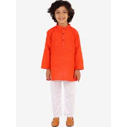 Superminis Boys Checked Pure Cotton Kurta with Pyjamas-picture-35