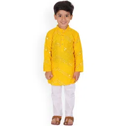Superminis Boys Chevron Embroidered Regular Mirror Work Kurta with Trousers-picture-44