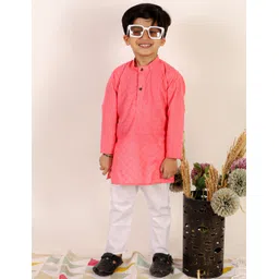 Superminis Boys Geometric Embroidered Pure Cotton Kurta with Pyjamas-picture-13