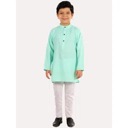 Superminis Boys Green Regular Pure Cotton Kurta with Pyjamas-picture-25