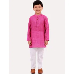 Superminis Boys Magenta Regular Pure Cotton Kurta with Pyjamas-picture-20