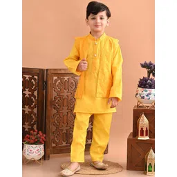 Superminis Boys Mandarin Collar Sequinned Kurta With Pyjamas & Nehru Jacket-picture-32