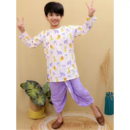 Superminis Boys Printed Pure Cotton Round Neck Straight Kurta With Dhoti Pants-picture-39