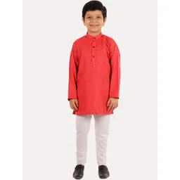 Superminis Boys Red Regular Pure Cotton Kurta with Pyjamas-picture-12