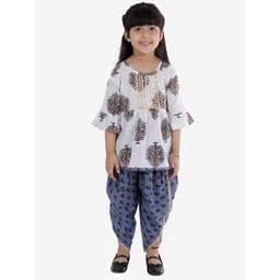 Superminis Girls Blue Printed Regular Pure Cotton Kurti with Salwar-picture-12