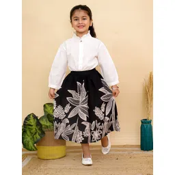 Superminis Girls High Neck Pure Cotton Shirt With Skirt-picture-35