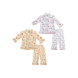 Superminis Girls Pack of 2 Printed Lapel Collar Shirt & Pyjamas Night suit-picture-30