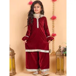 Superminis Girls Regular Gotta Patti Velvet Kurta with Palazzos & With Dupatta-picture-45