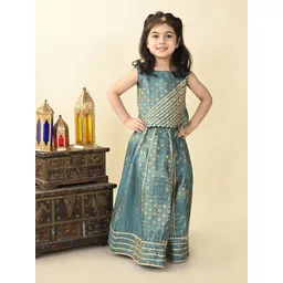 Superminis Girls Woven Design Gotta Patti Sleeveless Brocade Ready to Wear Lehenga & Choli-picture-15