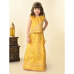Superminis Girls Woven Design Gotti Patti Ready to Wear Lehenga & Blouse-picture-36