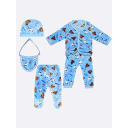 Superminis Kids Turquoise Blue & White  Set of 5 Printed Shirt with Pyjama-picture-40