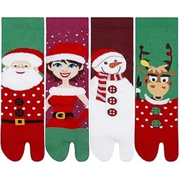 supersox Christmas Thumb Ankle Length Socks For Women - Breathable Combed Cotton - Sweat Absorbent - Anti Odour, Ideal For Gifts. Free Size, Pack of 4 (Santa Claus, Reindeer, Snow Man), Assorted-picture-42
