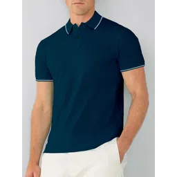 supersquad Men Solid Polo Neck Polycotton Dark Blue T-Shirt-picture-27