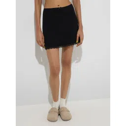 Superstar by Westside Black Lace-Detailed High-Rise Skirt-picture-29