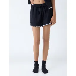 Superstar by Westside Black Mid-Rise Cotton-Blend Shorts-picture-38