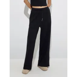 Superstar by Westside Black Ribbed High-Rise Cotton-Blend Pants-picture-26