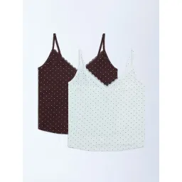 Superstar by Westside Brown Polka-Dot Cotton-Blend Camisoles - Pack of 2-picture-33