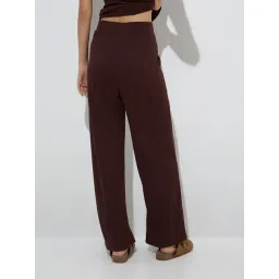 Superstar by Westside Brown Waffle-Textured High-Rise Pants image 2