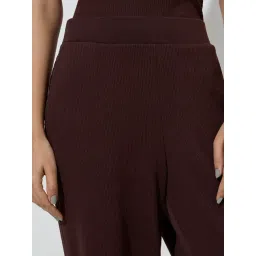 Superstar by Westside Brown Waffle-Textured High-Rise Pants image 4