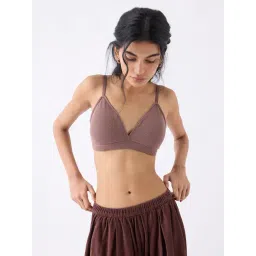 Superstar by Westside Brown Waffle-Textured Padded Cotton-Blend Bra-picture-12