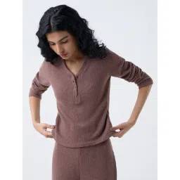 Superstar by Westside Brown Waffle-Textured Top-picture-20