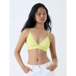 Superstar by Westside Lime Floral Lace Detailed Padded Triangle Bra-picture-13