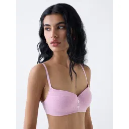 Superstar by Westside Pink Pointelle Knitted Padded Bra-picture-48