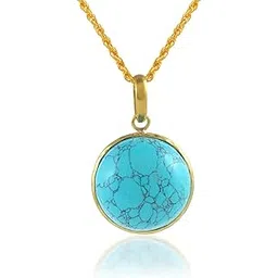 superstore18 Pure Natural certified Real Turquoise Firoza pendant with chain 24KT Micron Gold plated Brass Fashion Jewelery rashi Ratan Pendant for Men women 25mm/105 CTS (SST3752PCDM)-picture-45