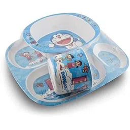 superware Pack of 3 Melamin Food Grade | Kids Dinner Set – Doraemon Sky |Tableware, Stain free Dinner Set-picture-11