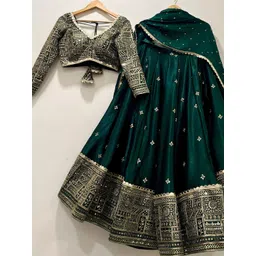SUPPAR SLEAVE Embellished Mirror Work Semi-Stitched Lehenga & Blouse With Dupatta-picture-33