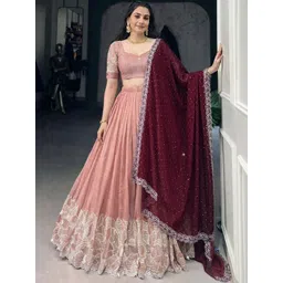 SUPPAR SLEAVE Embellished Sequinned Semi-Stitched Lehenga & Blouse With Dupatta-picture-47