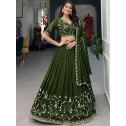 SUPPAR SLEAVE Embroidered Semi-Stitched Lehenga & Unstitched Blouse With Dupatta-picture-50