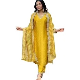 suppar sleave Womens Beautiful Viscose Chanderi Embroidered Straight Kurta Pant With Dupatta Set (Kashvi-01)-picture-24